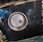 Granieten aanrechtblad met wasbak, Ophalen, Gebruikt, Grijs, 50 tot 100 cm