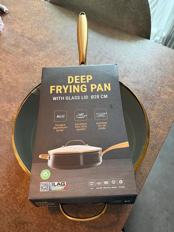 Pannenset: Diepe koekenpan, hapjespan, braadpan, Huis en Inrichting, Keuken | Potten en Pannen, Nieuw, Koekenpan of Braadpan, Aluminium