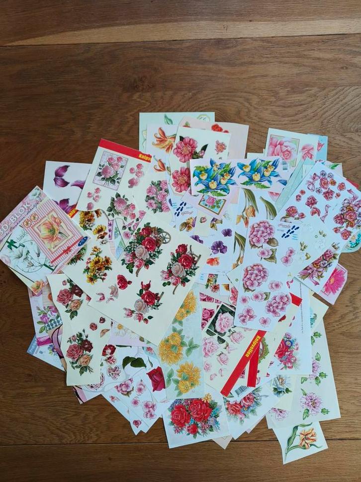Meer dan 100 bloemen 3D plaatjes, zelf knippen en plakken., Hobby en Vrije tijd, Kaarten | Zelf maken, Nieuw, Ophalen of Verzenden