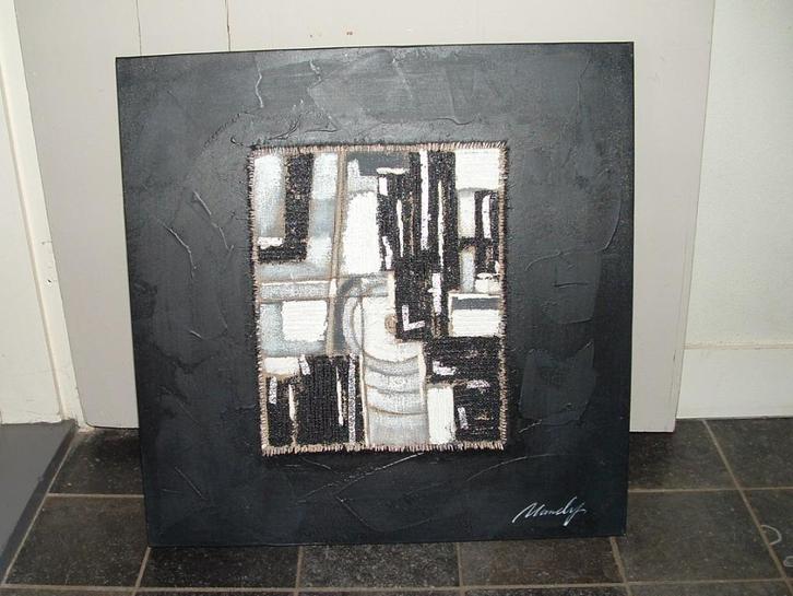 Mooi vierkant canvas schilderij met structuren 60 x 60 cm, Huis en Inrichting, Woonaccessoires | Schilderijen, Tekeningen en Foto's