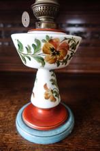mooie antieke opaline olielamp met viooltjes, Antiek en Kunst, Ophalen