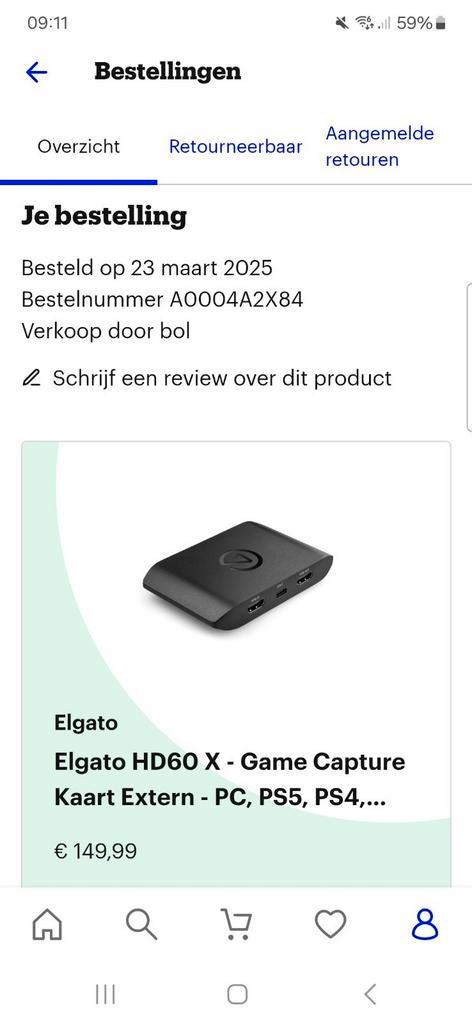 Elgato Game Capture HD60 X 1keer gebruikt, Computers en Software, Capture cards, Nieuw, Ophalen of Verzenden