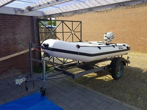 Te koop witte rib met trailer incl. motor, Watersport en Boten, Rubberboten, Gebruikt, Overige merken, Overige materialen, Minder dan 70 pk