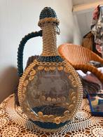 Vintage glazen wijnkaraf met gevlochten omhulsel, Ophalen of Verzenden