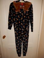 We onesie / jumpsuit kerst met rendier capuchon 146 / 152, Verzenden, Jongen of Meisje, Zo goed als nieuw, Jurk of Rok