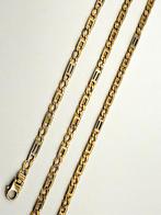 14 Karaat Bicolor Gouden Figaro Set – Handgemaakt in Italië, Sieraden, Tassen en Uiterlijk, Kettingen, Met hanger, Gebruikt, Ophalen of Verzenden