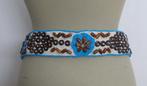 Aparte blauw/witte kralen bewerkte boho riem, Kleding | Dames, Riemen en Ceinturen, Tailleriem, Zo goed als nieuw, Bruin, 5 cm of meer