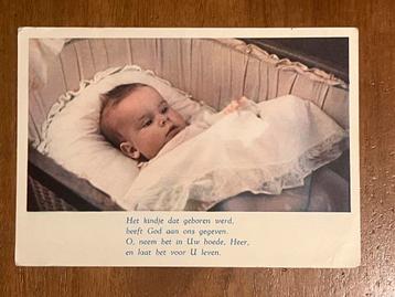 Oude religieuze prentkaart - Baby in wieg beschikbaar voor biedingen