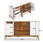 Elegant dressoir 150Lx40Bx80H cm, wit, marmeren werkblad,, Ophalen of Verzenden, Nieuw