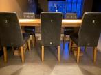 Massief eikenhouten eettafel met 6 stoelen - Riviera Maison, Huis en Inrichting, Tafels | Eettafels, Ophalen, Gebruikt, 100 tot 150 cm