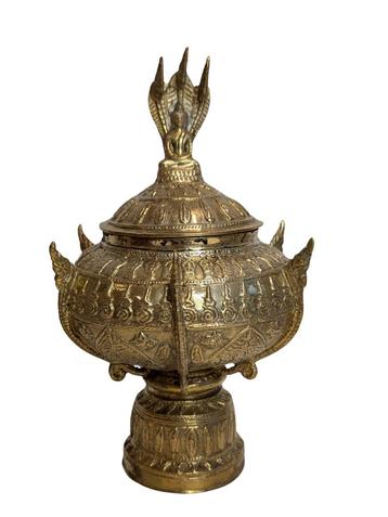 Oude Bronzen Rituele Offerkom – Boeddhistisch Altaarobject beschikbaar voor biedingen