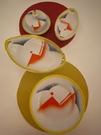 art deco servies (geel-oranje-blauw en wit), Ophalen