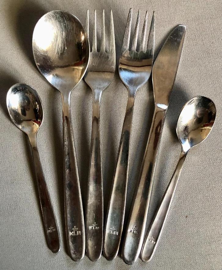 14 Stuks Luchtvaartbestek, o.a. KLM, Lufthansa, Air Taiwan, Verzamelen, Luchtvaart en Vliegtuigspotten, Gebruikt, Overige typen