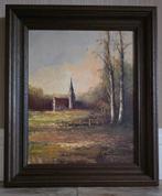 Rustiek boomlandschap met Oude kapel - Gesign. olieverfsch., Ophalen of Verzenden