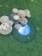 Industriele grave decoratie spiegel!, Tuin en Terras, Ophalen of Verzenden, Zo goed als nieuw, Gietijzer, Overige typen