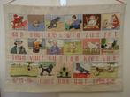 Vintage groot borduurwerk aap - noot - mies- kinderwandkleed, Handborduren, Overige typen, Ophalen of Verzenden, Zo goed als nieuw