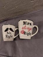 Mr Right en Mrs Always Right beker set voor hem en haar, Huis en Inrichting, Keuken | Servies, Ophalen of Verzenden, Zo goed als nieuw