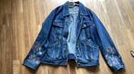Spijkerjack jeans denim XL met borduursel bloemen, Ophalen of Verzenden, Gedragen, Blauw