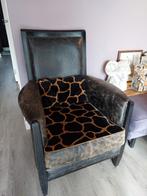Vintage Leren Fauteuil kussens omkeerbaar bruin 2 x rofra, Ophalen, Gebruikt, Vintage, 75 tot 100 cm
