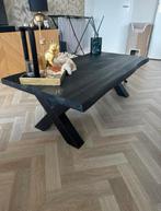 Salontafel met Zwart Metalen X-Poot, 100 tot 150 cm, Zo goed als nieuw, Metaal, Rechthoekig