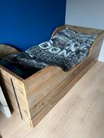 Steigerhout bed, met extra bed uitschuifbaar, Ophalen, Eenpersoons, Steigerhout, Zo goed als nieuw