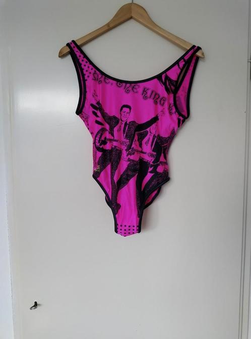 Vintage 80's zeldzame Elvis Presley badpak roze/zwart M/38, Antiek en Kunst, Antiek | Kleding en Accessoires, Dames, Ophalen of Verzenden