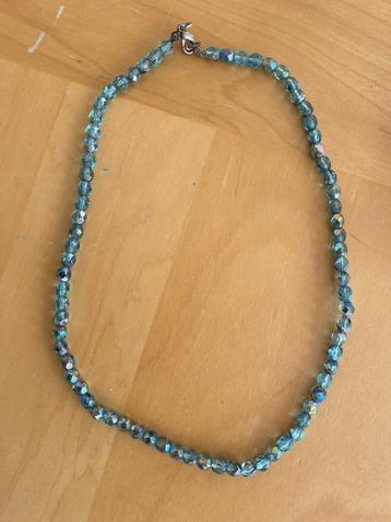 Vintage Ketting blauwe facet geslepen kralen aurora borealis beschikbaar voor biedingen