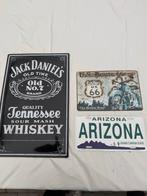 Vintage Metalen Borden - Jack Daniels, Route 66, Arizona, Ophalen of Verzenden, Gebruikt