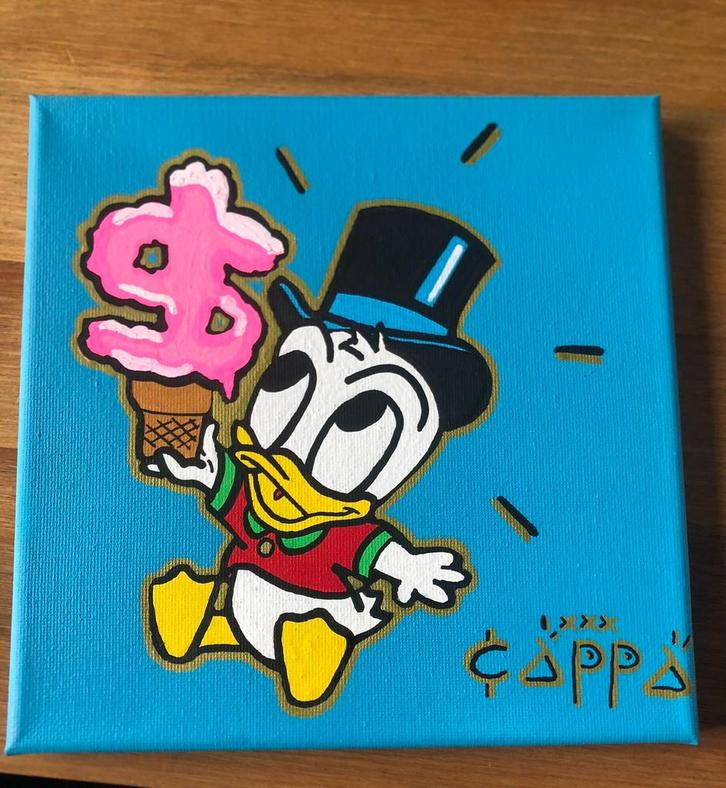 Baby Dagobert Duck Schilderij, Antiek en Kunst, Kunst | Schilderijen | Modern, Ophalen of Verzenden