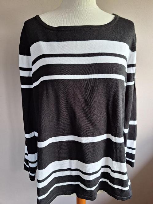 Leuke zwart/wit gestreepte stretch trui, maat L/XL, Kleding | Dames, Truien en Vesten, Zo goed als nieuw, Maat 42/44 (L), Ophalen of Verzenden
