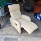 Witte leren relaxfauteuil, Huis en Inrichting, Fauteuils, Ophalen, Gebruikt, Minder dan 75 cm, Leer