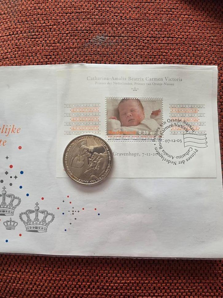 Amalia Geboorte Penning + Postzegel 2003, Postzegels en Munten, Munten | Nederland, Losse munt, Overige waardes, Koningin Beatrix