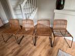 Set van 4 rotan eetkamerstoelen, Ophalen, Gebruikt, Bruin, Boho