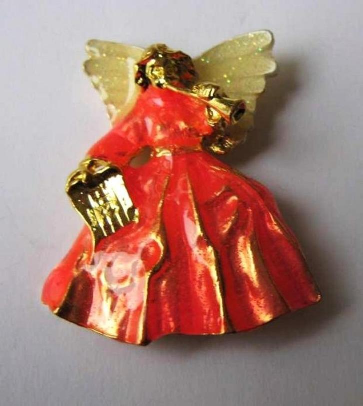 Kerst broche engel met bazuin rose (6123-1433), Sieraden, Tassen en Uiterlijk, Broches, Nieuw, Overige materialen, Roze, Ophalen