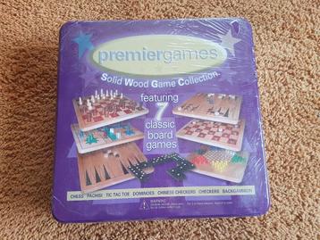 klassiek houten spelletjes in trommel, NIEUW 7 (bord)spellen beschikbaar voor biedingen