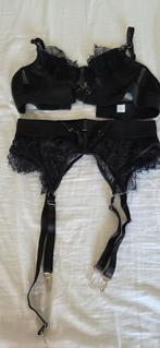 Zwarte Lingerie Set - BH & Jarretelgordel maat L, Ophalen of Verzenden, Zwart, Setje
