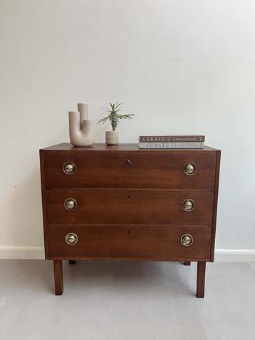 Vintage eikenhouten ladekastje, jaren 60/Deens design beschikbaar voor biedingen