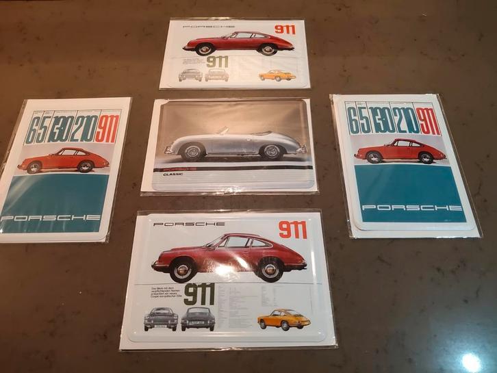 Porsche 911 & Classic schildjes met envelop, 5 stuks, Verzamelen, Automerken, Motoren en Formule 1, Nieuw, Auto's, Ophalen of Verzenden