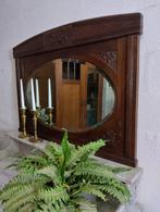 Eiken commode waskast met marmeren blad en spiegel, Antiek en Kunst, Ophalen of Verzenden