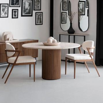 Calvera Dining tafel – Travertin Eettafel - Japandi Design beschikbaar voor biedingen