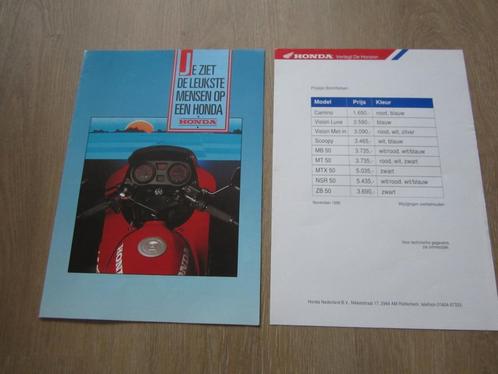 Honda o.a. MB 5 / NSR 50 / MTX / ZB folder 1989 plus prijzen, Fietsen en Brommers, Handleidingen en Instructieboekjes, Zo goed als nieuw