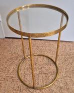 Hollywood Regency gouden bijzettafel, Minder dan 55 cm, Rond, Hollywood Regency, Ophalen