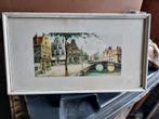 Oude litho met Brug en Huizen, Ophalen of Verzenden