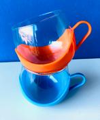Retro jaren 70 theeglazen met houder/Melitta, Huis en Inrichting, Gebruikt, Ophalen of Verzenden, Glas, Overige stijlen
