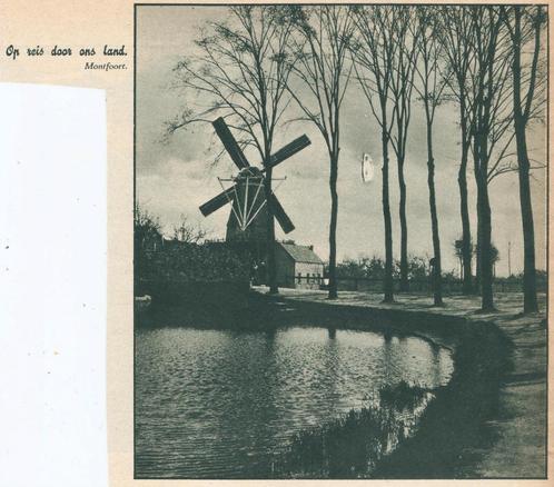 Montfoort Utrecht molen knipsel 1933, Verzamelen, Foto's en Prenten, Gebruikt, Prent, Gebouw, Voor 1940, Ophalen of Verzenden