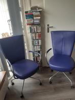 4 paarse design stoelen. Op wielen, Huis en Inrichting, Nieuw, Modern, Leer, Ophalen