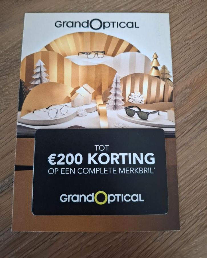 GrandOptical tot € 200,-  kortingscode voor merkbril, Tickets en Kaartjes, Kortingen en Cadeaubonnen, Eén persoon, Warenhuis- of Winkelbon