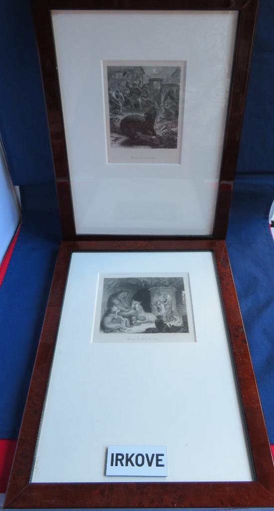 TWEE FIJNE ETSEN * REYNAART DE VOS * In Lijst *, Antiek en Kunst, Kunst | Etsen en Gravures, Ophalen of Verzenden