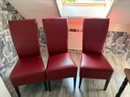 3 rode stoelen lederen look, Ophalen, Zo goed als nieuw, Rood