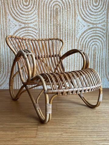 Vintage rotan fauteuil jaren’50 beschikbaar voor biedingen